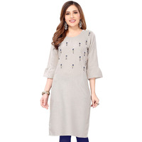 Sanisa Women's Rayon Regular Fit Kurta (367Kna117-M_Grey_M)