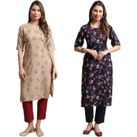 Tee Projekt Printed Crepe Kurti & Pant Set For Women Festival Wear Stylish Kurta Set