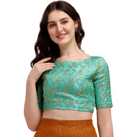 Oomph! Jacquard Blue Readymade Blouse For Women - Rbbl119S