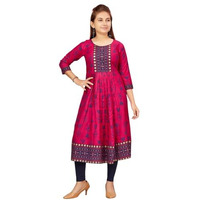 Aarika Girls Rani-N-Blue Colour Cotton Kurti Legging Set (Kl-K-Ap-1116-Rani-Navy-Blue-40)