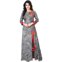 Dhruvi Trendz Women Cotton Blend Kurties Regular Fit Casual Fancy (Dt-K1185_Grey_M)