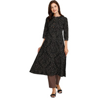 Fiorra Women's Black A-Line Cotton Kurta Far0057-S