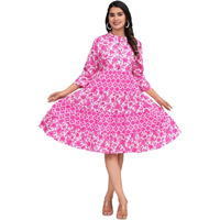 Jikonet Women's Western Dress | Midi Dress Summer Short Dresses For Women (Xxx-Large, Hot Pink)