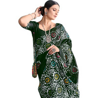 Shiv Textiles Womens Dark Green Cotton Printed Saree For Women (Smc-St-124-Dark Green)
