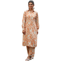 Leriya Fashion Women Rayon Printed Co-Ord Set, Orange, 2Xl