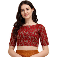 Oomph! Jacquard Red Readymade Blouse For Women - Rbbl125S