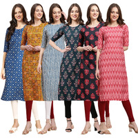 Pinkmint Women's Crepe Digital Print Straight Kurta(Pack Of 6)[Qv-353-333-331-335-345-328-Xxl]