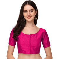Pujia Mills Women's Silk Shoulder Puff Sleeve Readymade Saree Blouse