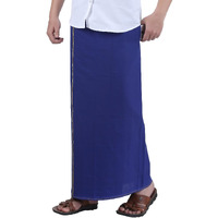 Prakasam Cotton Men's Blue Welcro Pocket Single Dhoti/Mundu With Pocket (Roja-Blue) Size Small (Hip Size 26 To 32)