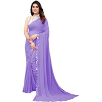 Satrani Women's Dyed Georgette Saree With Unstitched Blouse Piece (2842S734N_Lavender)