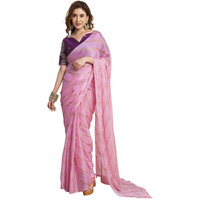 Satrani Women's Chiffon Foil Printed Saree With Unstitched Blouse Piece (3794S1572N_Light Pink)