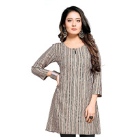 Shiv Textiles Rayon Fabric Printed Round Neck Short Kurtis For Women Top Dresses Kurti For Ladies & Girls Kurtis (Chiku_Xs)