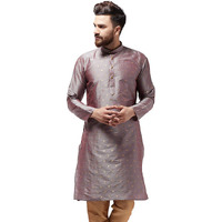 Sojanya (Since 1958 Men's Silk Blend Grey Printed Only Long Kurta Size: 42