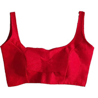 Vihu Fashion Women's Silk Plain Sleeveless Readymade Blouse (Bb Mix_Red_38)