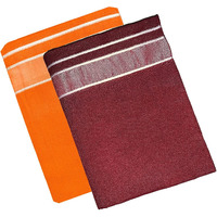 Prakasam Cotton Men's Kerala Style Premam Single (1.28X2.00 Mtrs) Colour (Pack Of 2) (Orange-Cherry) Dhoti