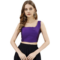 Womanista Women's Tafeta Solid Sleeveless Regular Fit Sequinned Blouse (Bls_47_Violet Xl)