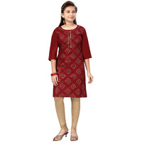 Aarika Girl's Cotton Kurti Legging Set (Kl-F-19_Maroon-Fawn_38)