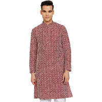 Be Active Men's Traditional Embroidered Lucknowi Full Sleeves Kurta || Cotton Kurta For Men || Men Kurta For Wedding || Kurta For Men (Rfsk0013-Kr 10 L)