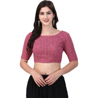 Oomph! Traditional Cotton Schiffli Fabric Blouse For Women |Elbow Length Sleeves | Wedding & Festival Wear | Comfortable & Trendy Ethnic Wear | Readymade Blouse For Saree & Lehenga