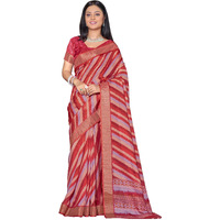 Glory Sarees Women's Tussar Silk Leheriya Printed Saree With Blouse Piece (Leheriya_Saree_103_Red)