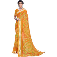 Glory Sarees Womens Bandhani Chiffon Saree (Toran103_Yellow)