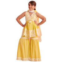 Pspeaches Girl's Cotton Sharara Set (Sha-Limewtnet-6-7Y_Lime