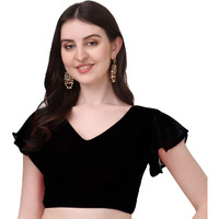 Pujia Mills Women's Georgette Bell Sleeve Readymade Saree Blouse (3003_Black_38)