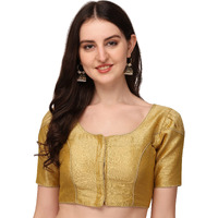 Pujia Mills Women's Silk Solid Half Sleeve Blouse (Tulip Chiku_Chiku_38)