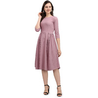 Purvaja Women's Corduroy Fit And Flare Knee-Length Dress (Ruby-046-Lv-L_Light Violet