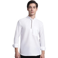 Jompers Men's Cotton Solid Kurtas (White, L)