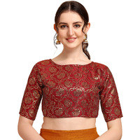 Oomph! Jacquard Red Readymade Blouse For Women - Rbbl157M