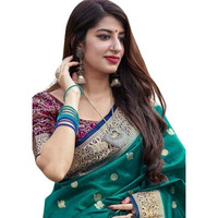 Flosive Women's Present Banarasi Soft Lichi Silk Saree Beautiful Jacquard Rich Pallu Design Work Zari Woven Kanjivaram Silk Style Saree Royal Patola With Soft Lichi Silk Blouse Piece (Firoji)