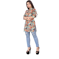 Gauri Laxmi Enterprise Women's Art Silk Blend Foil Print Regular Mg Kurti 05-M_Multi Boxes
