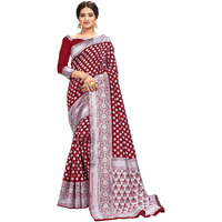 Glory Sarees Women's Jacquard Silk Saree With Blouse Piece (Jacquard115Maroon)