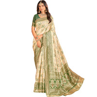 Glory Sarees Women's Patola Silk Saree With Blouse Piece (Patola_Green)