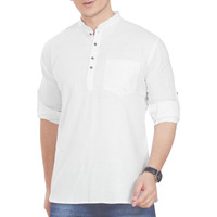Divisive Men's Pure Cotton Relaxed Fit Short Kurta (Dkrt254_S_White)