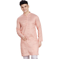 Divisive Men's Jequard Embroidered Art Silk Slim Fit Only Kurta (Dkrt425_S_Peach)