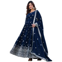 Fashion Basket Georegtte Embroidered Anarkali Long Dress For Women