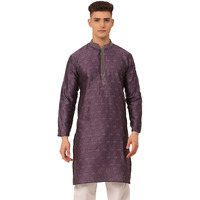 Jompers Men's Collar Embroidered Kurta Only (Purple,Xl)