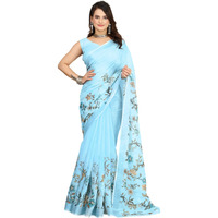 Greciilooks Cotton Sarees For Women | Saree Party Wear | Sarees | Sarees For Women (Blue, Free)
