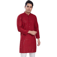 Divisive Men's Sequince Embroidered Cotton Blend Only Slim Fit Kurta (Dkrt572_M_Maroon)