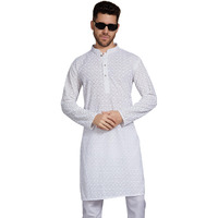 Divisive Men's Thread Embroidered Cotton Blend Only Slim Fit Kurta (Dkrt788_Xxl_White)