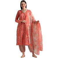 Leriya Fashion Women Cotton Blend Fancy Kurta Set Regular Fit Printed (Lf-K2720&P142&D97_Red_3Xl)