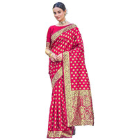 Glory Sarees Womens Banarasi Silk Saree With Blouse Piece (Kalamkari104_Pink)