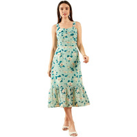 Rare Women's Polyester A-Line Mid-Calf Length Dress (Ep7552A_Green_M)