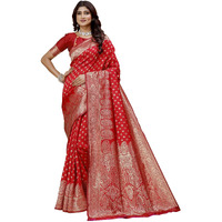 Shasmi Women's Banarasi Saree Pure Kanjivaram Silk Saree Soft New Ladies 2025 Design Wear Pattu Sarees Latest Party Sari Collections With Blouse Piece For Wedding Sadi (Pari-215 Red)