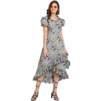 Oomph! Dress For Women Stylish| Summer Vacation Style |Floral Print Wrap Maxi |Lightweight Flared Maxi Dress For Casual & Holiday Wear