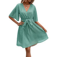 Tagas Women's Georgette Fit And Flare Knee Knee-Length Dress (Op-3002_Green_Medium)