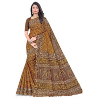 Tamaira Fashion Women's Plain Weave Pure Cotton Saree Without Blouse Piece(11088_Mustard)