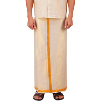 Prakasam Cotton Mens Tissue Cotton Jari Border Dhoti (1.28X2.00 Mtrs, Tissue-Gold)